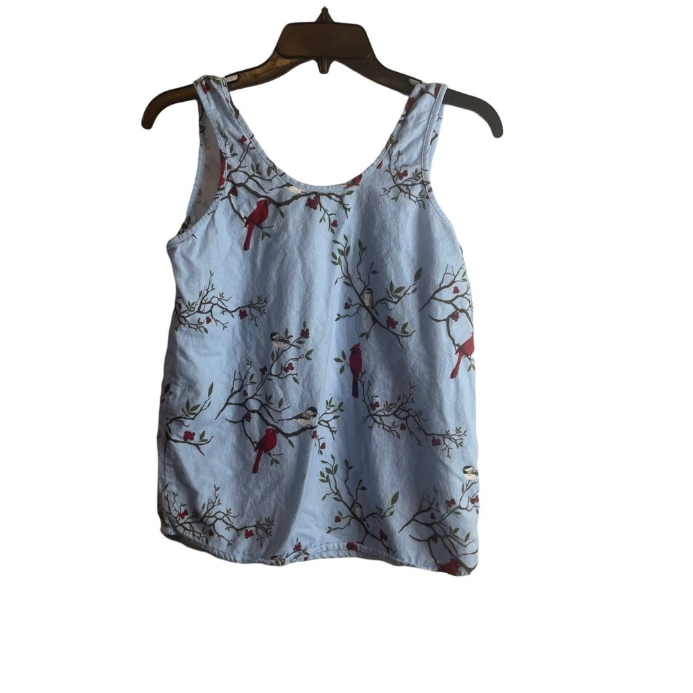 The‎ Vermont Country Store Size Small Cardinal Bird Flannel Blue Novelity Top